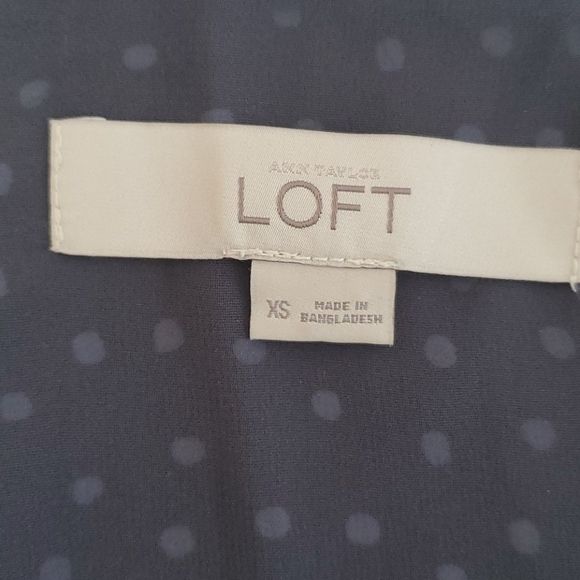 Loft Gray and Blue Polka Dot Raceback Spaghetti Strap Dressy Camisole Tank Top - Picture 4 of 6